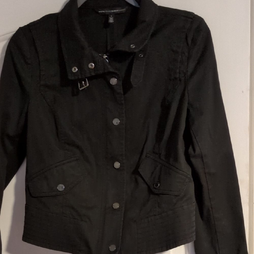 White House Black Market Utility Jacket in Black